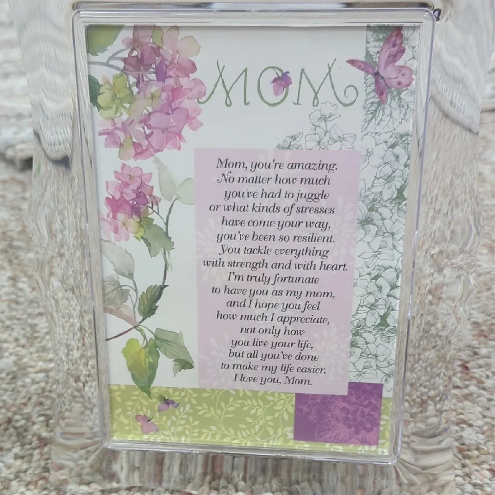 Musical Elegant Floral Mom Picture Frame w Pink and Green Accents. Mother's Day